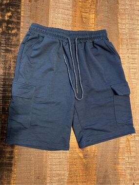 NWT Neer Shorts Cargo Baggy Sweat Short 7" Drawstring Elastic Waist Athletic
